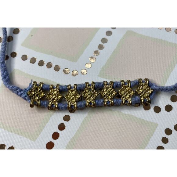 SHIRALEAH New Blue Sadie Braided Choker Necklace Gold Geometric Retro - Picture 3 of 5